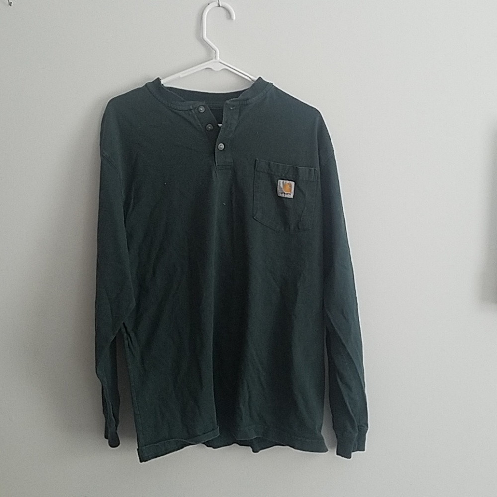 Men's dark green long sleeve T-shirt